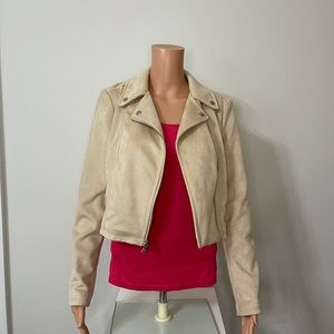 Express faux suede beige moto jacket sz S